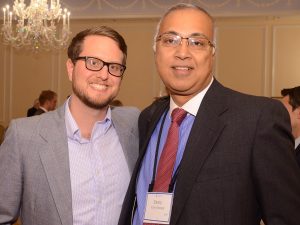 Debu Chatterjee (right) with Matthew Harkey, recipient of the 2015 T.N. Chatterjee Summer Research Fellowship.