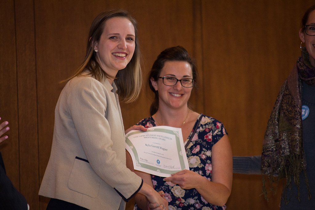 Graduate student Kyla Garrett Wagner was honored for excellence in mentorship.